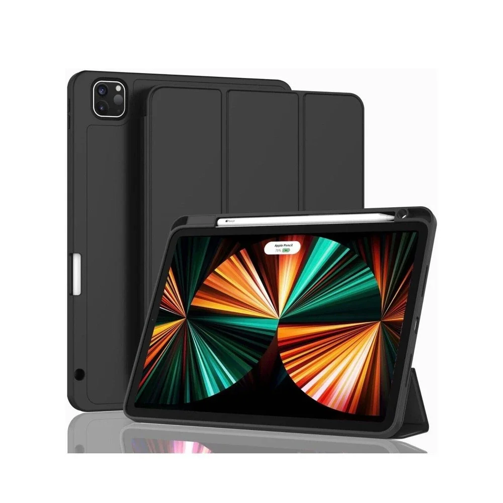 New iPad 12.9 Case Smoky Gray TPU Bumper Folio Pencil Holder